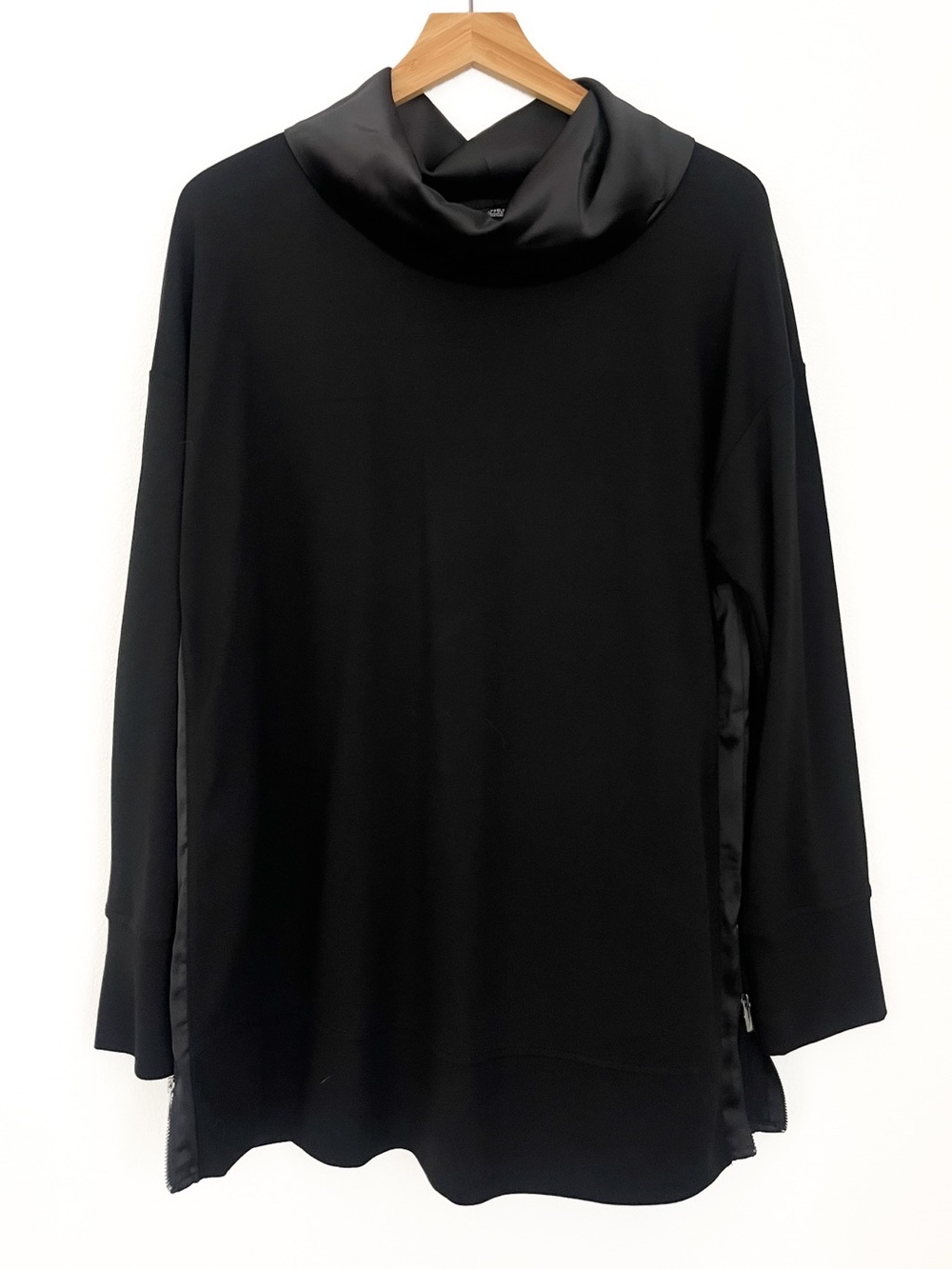 Jones New York Signature Satin Cowl Neck Tunic M Black